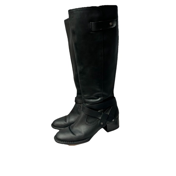 UGG Bandara Tall Black Leather Riding Boots Women's 8 Equestrian Minimalist - Picture 3 of 14